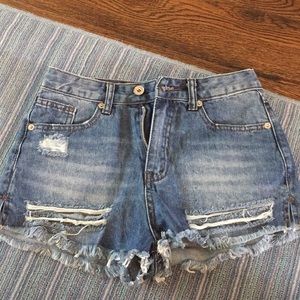 Misguided distressed jean shorts